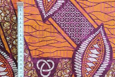 Preview: ORANGE-LEAF-PINK-METALLIC Osikani Stoff